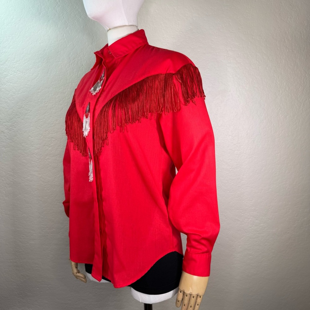 Vintage Western Collection Beaded Fringe Rodeo Cowgirl Cowboy Shirt SMALL EUC - Picture 10 of 16